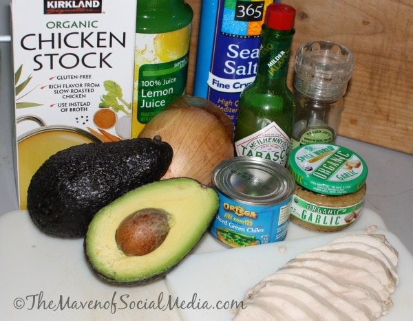 Avocado and Chicken Soup ingredients